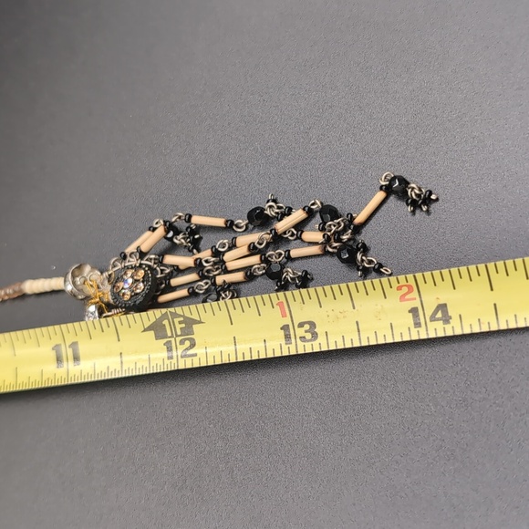 Black and Cream Beaded Handmade Bohemian Necklace - Picture 7 of 11